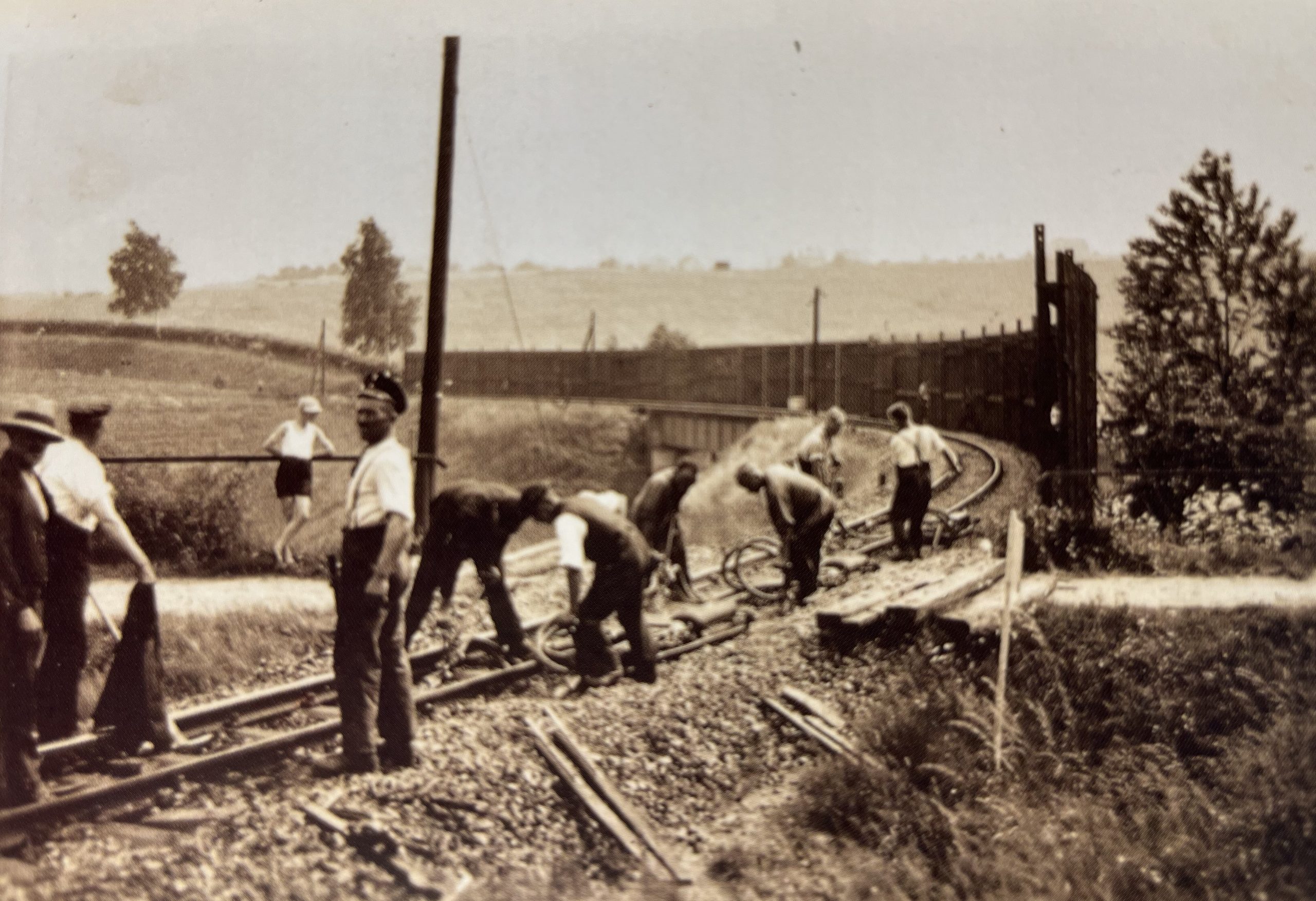 Gleisbauarbeiten bei Kesselsdorf Mitte der 1930er Jahre, Sammlung P. Wunderwald