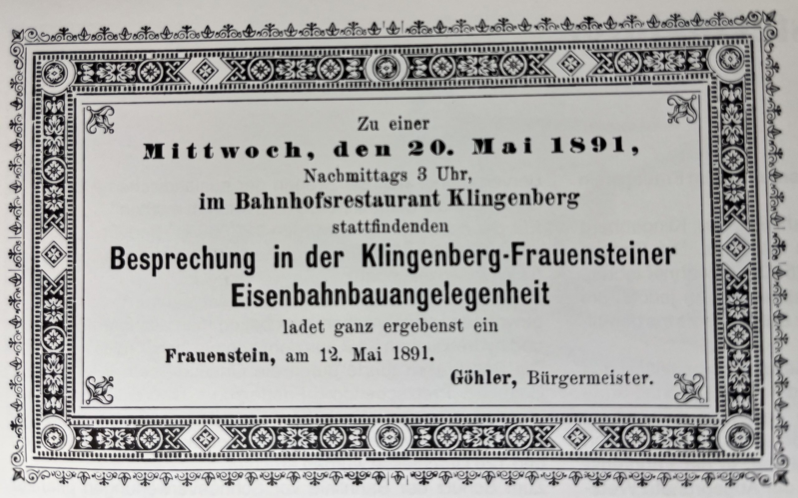 Einladung zur Lobbyarbeit für den Bahnbau, Sammlung P. Wunderwald