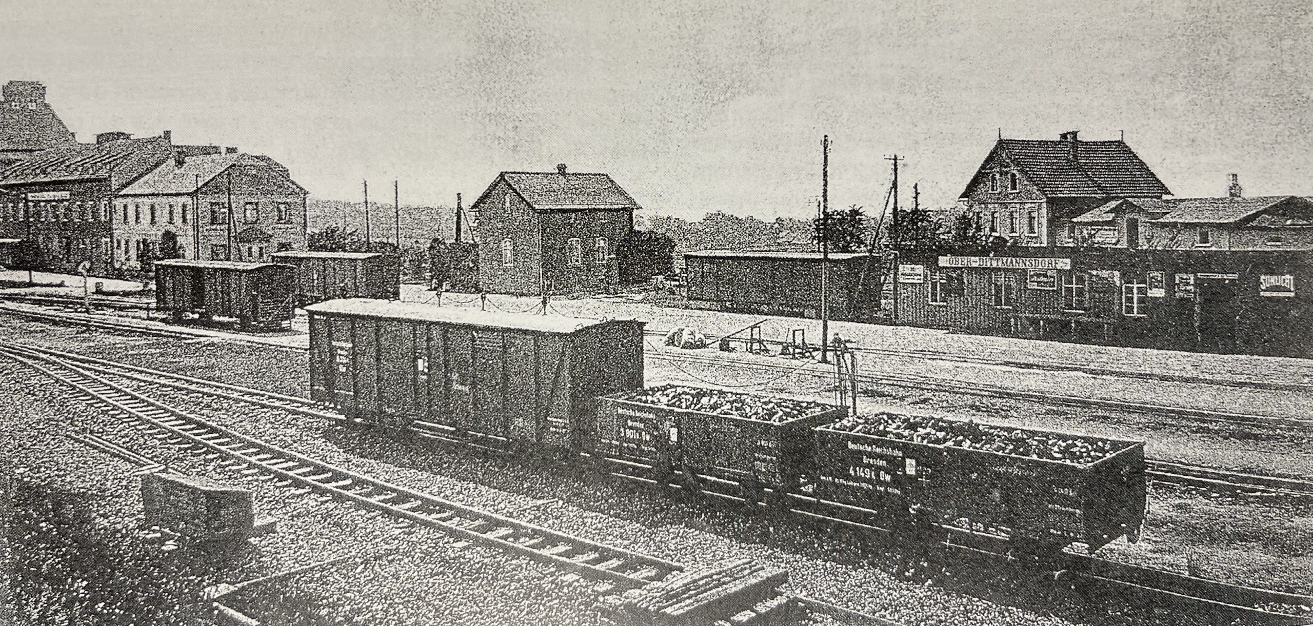 Erweiterter Bahnhof Oberdittmannsdorf Mitte der 1920er Jahre, Sammlung P. Wunderwald